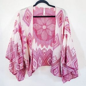 Anthropologie Pink Flutter Sleeve Kimono